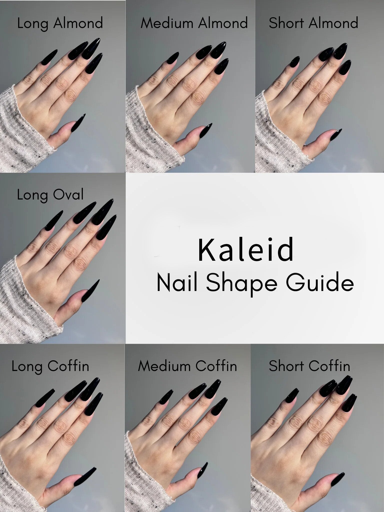 alt="Kaleid wearable nail bracelets guide showing different nail shapes"